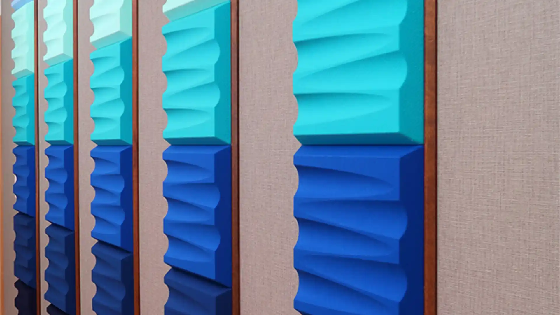 Photographs of sound absorbers in various installation configurations